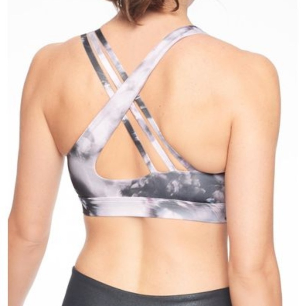 ATHLETA Run Free Sports Bra Tie Dyed Gray & Purple